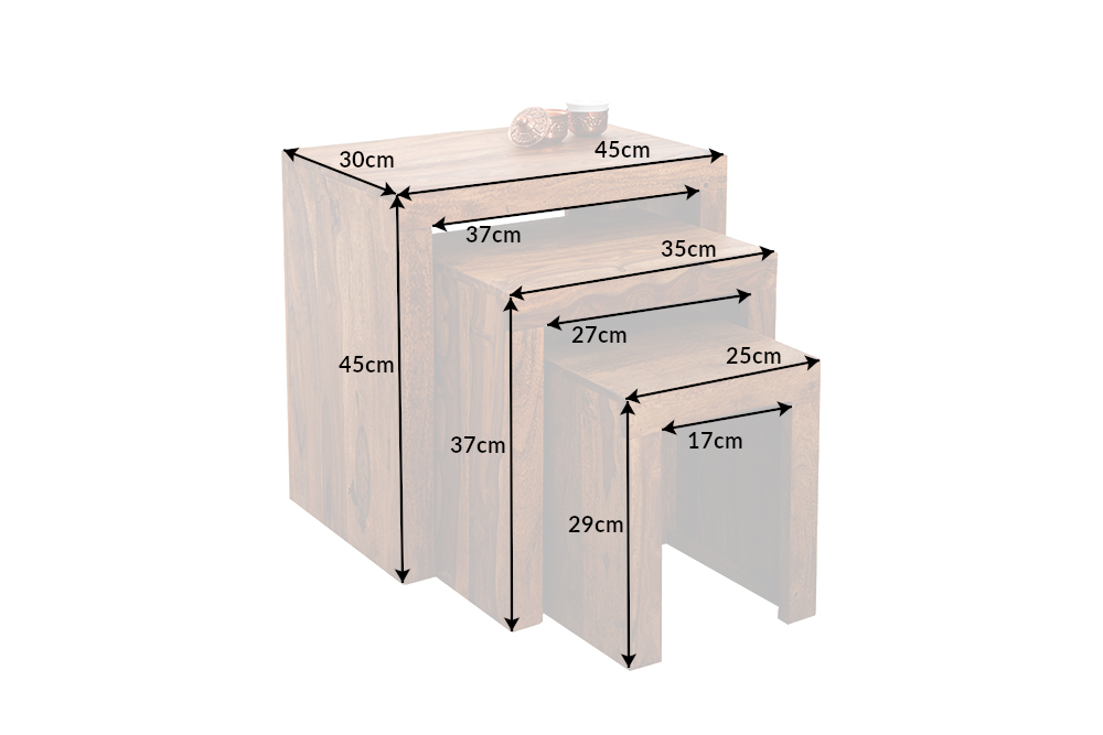 Beistelltisch MADEIRA 3er-Set aus Sheesham-Holz