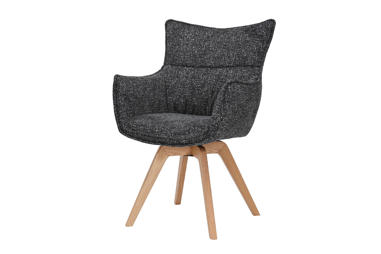 Drehstuhl VOGUE 360° mit Armlehnen Strukturstoff anthrazit mit Eichengestell natur