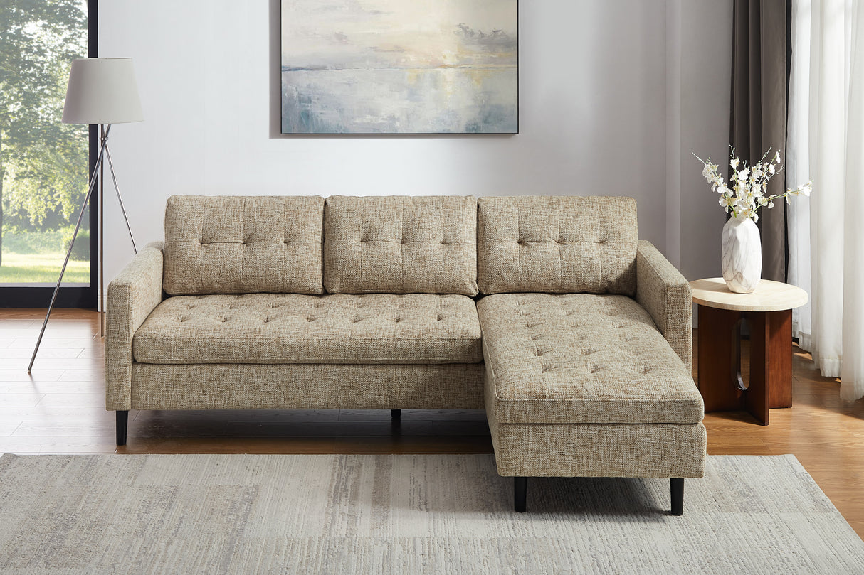 Ecksofa STOCKHOLM 220cm 3-Sitzer Federkern Strukturstoff beige