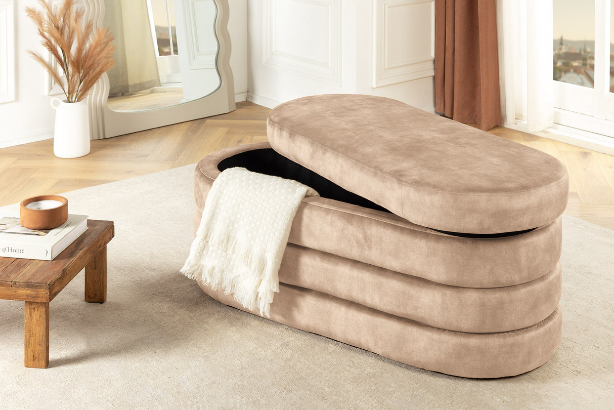 Bench chest VOQUE 115cm velvet champagne w/ storage space bench seat