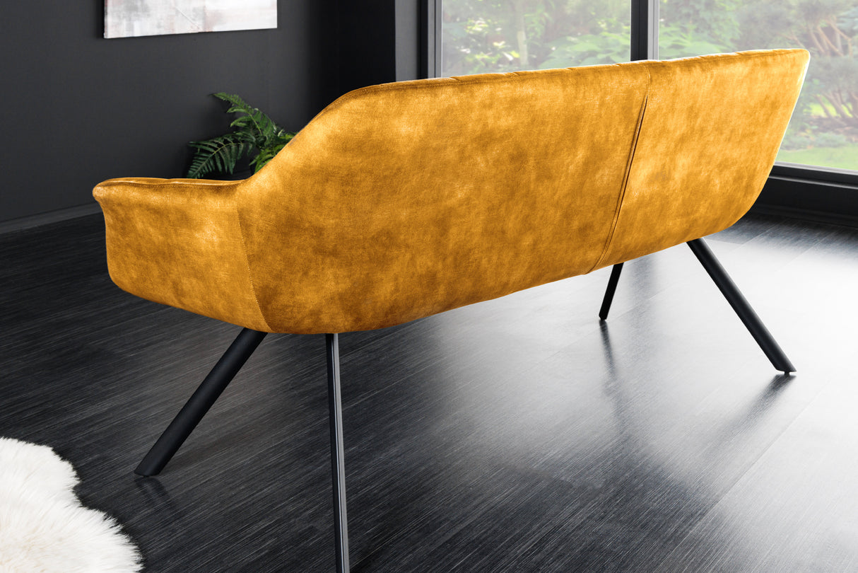 Bench PAPILLON 165cm velvet mustard yellow