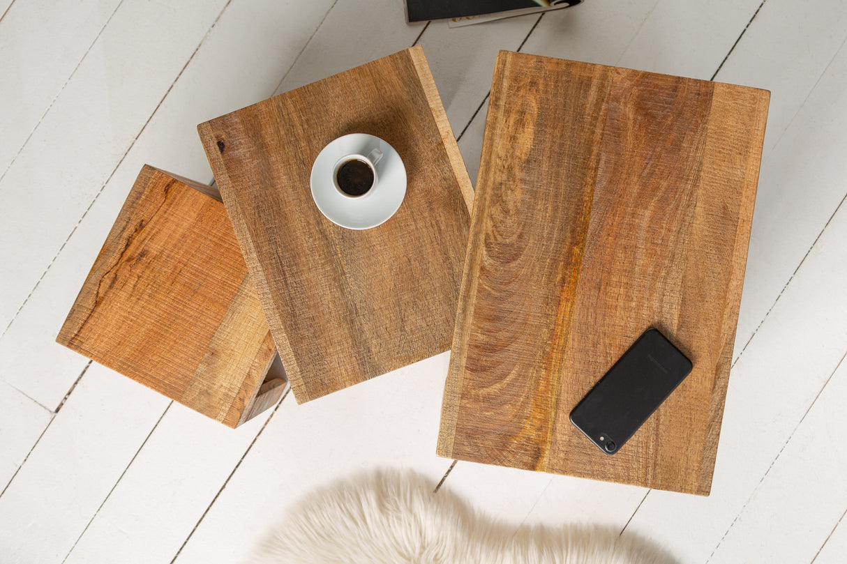 Beistelltisch MAKASSAR 29-45cm 3er Set Mangoholz natur