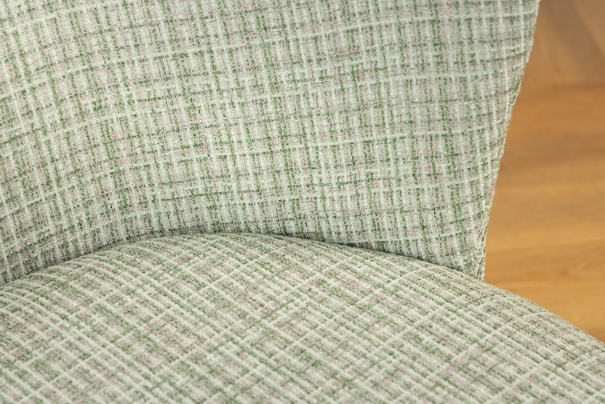Chair LYON check pattern green-pink bouclé