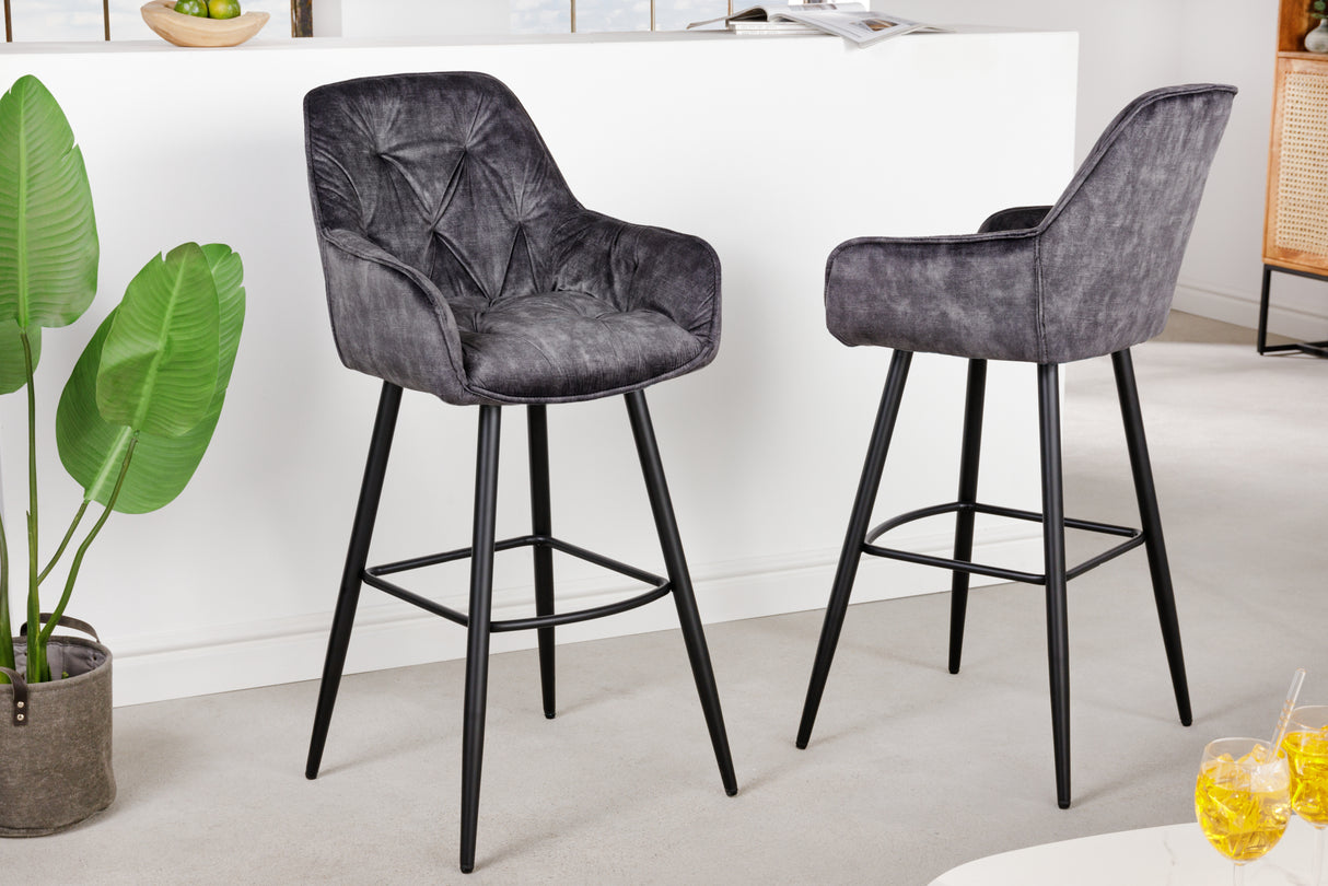 Bar stool MILANO 75cm velvet grey