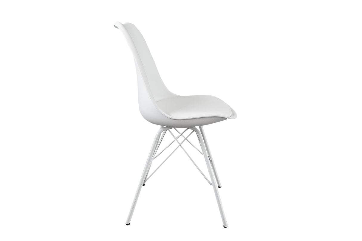 Chair SCANDINAVIA MASTERPIECE retro style white with white legs