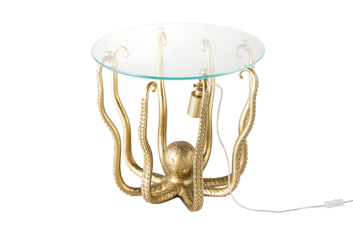 Beistelltisch OCTOPUS 50cm mit Lampe gold