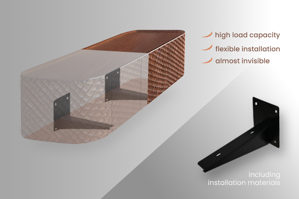 TV-Board ADLON 160cm mit Kabelmanagement hängend 3D massive Mango-Holz