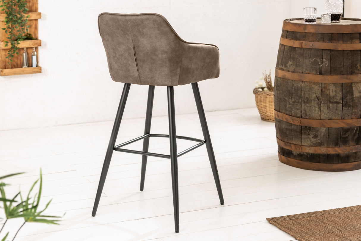 Barstuhl TURIN Mikrofaser Vintage Taupe mit Steppung