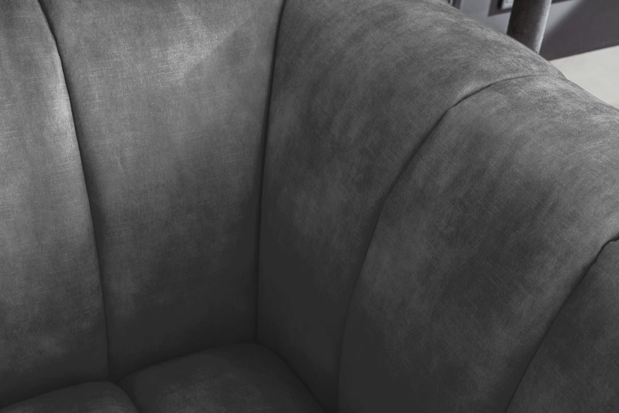 Sessel NOBLESSE Samt grau mit schwarzen Füßen