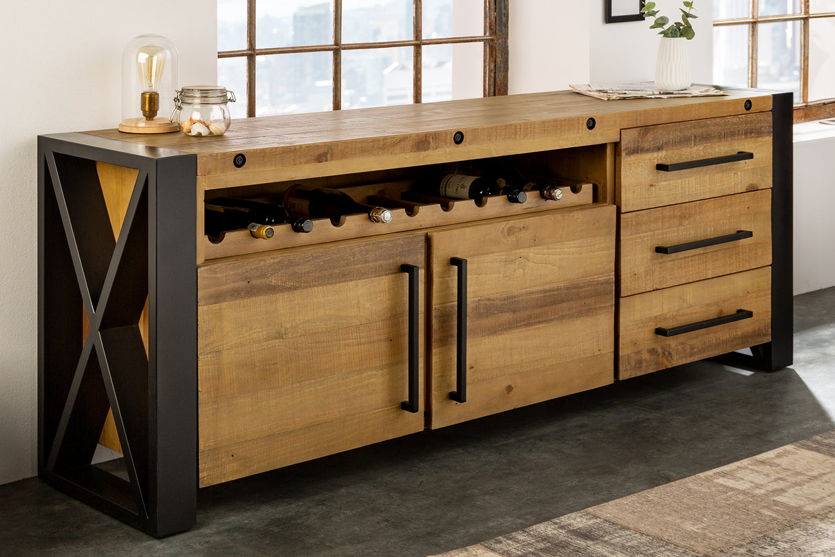 Sideboard THOR 195cm pine wood vintage brown