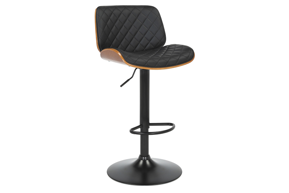 Bar stool CHICAGO 360° 89-111cm poplar veneered artificial leather black brown