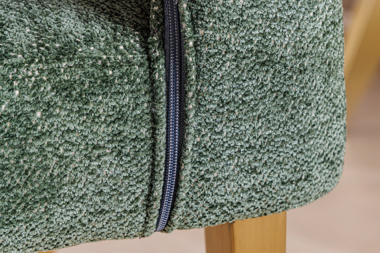 Chair BOUTIQUE green textured fabric w/ champagne golden legs