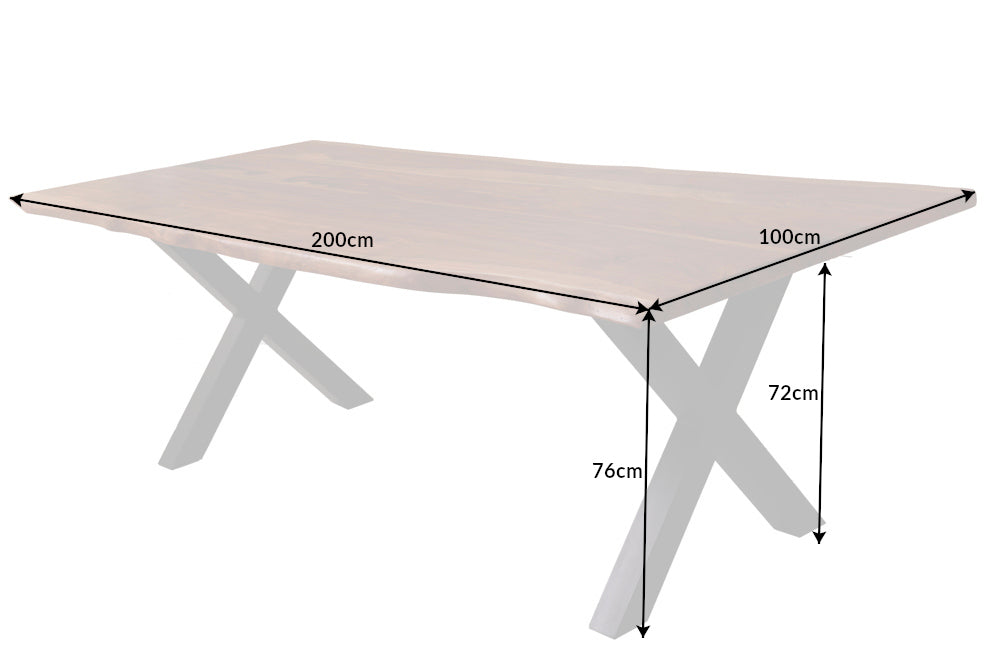 Esstisch AMAZONAS 200cm X-Beine Sheesham Holz natur
