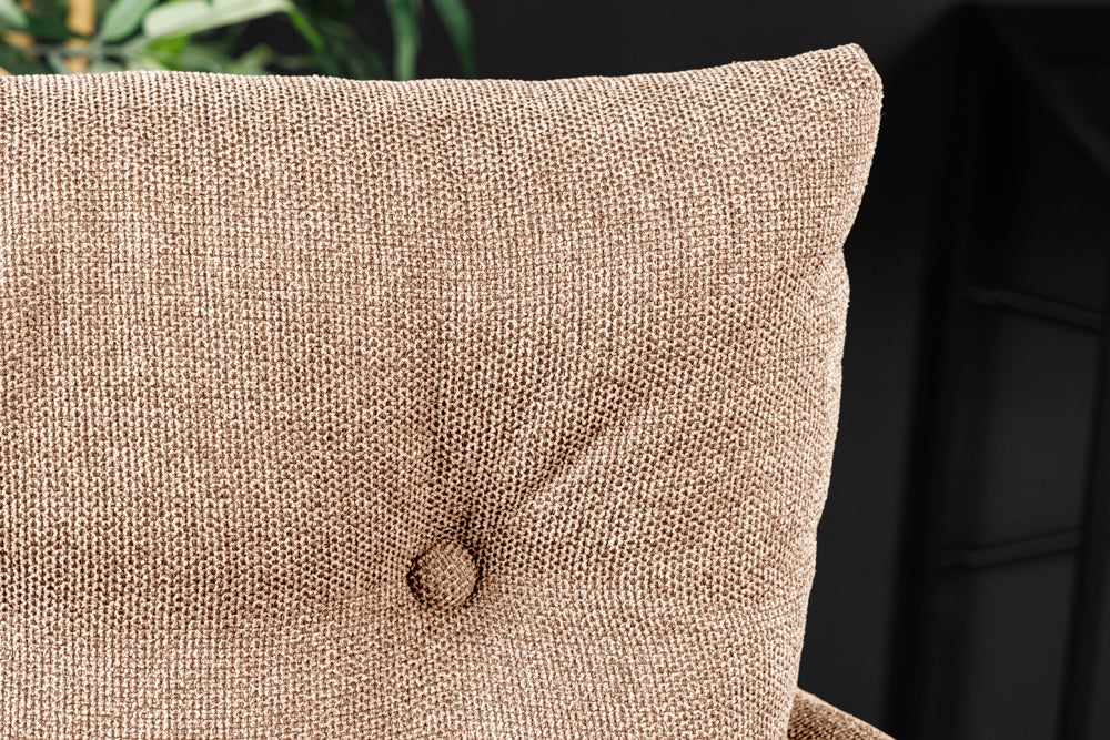 Bar stool BIG GEORGE w/ armrests flat woven fabric velvet champagne beige rotatable