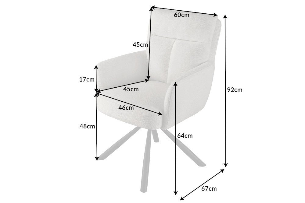 Drehstuhl BIG GEORGE 360° mit Armlehnen Bouclé beige