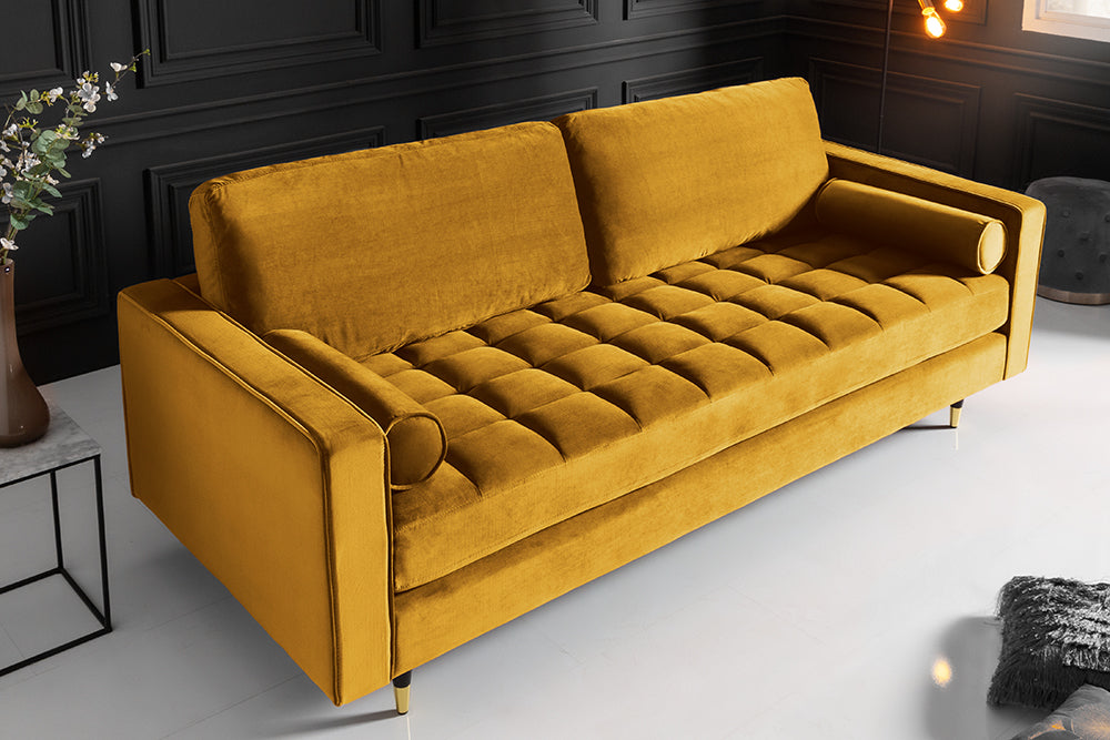 Sofa COZY VELVET 220cm 3-Sitzer Samt senfgelb