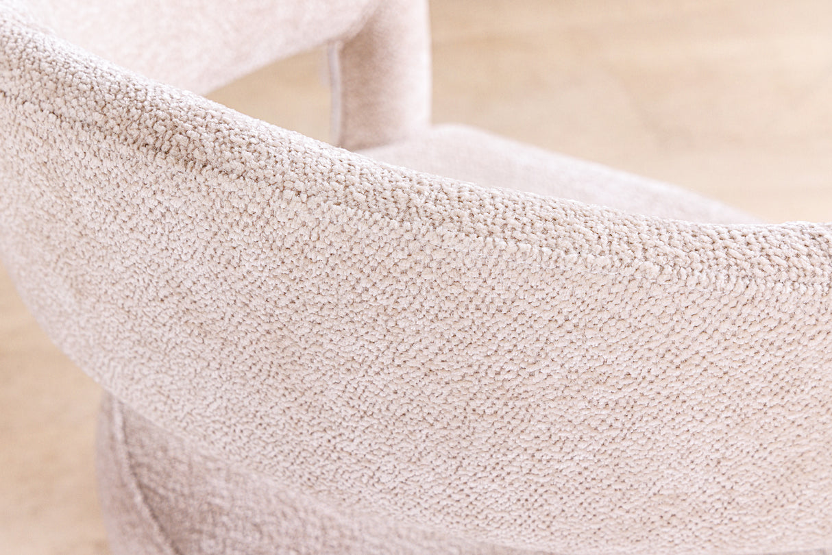 Chair BOUTIQUE beige brushed structured fabric w/ golden legs