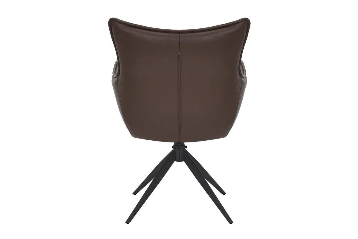 Drehstuhl VOGUE 360° mit Armlehnen Kunstleder braun mit Metallgestell schwarz