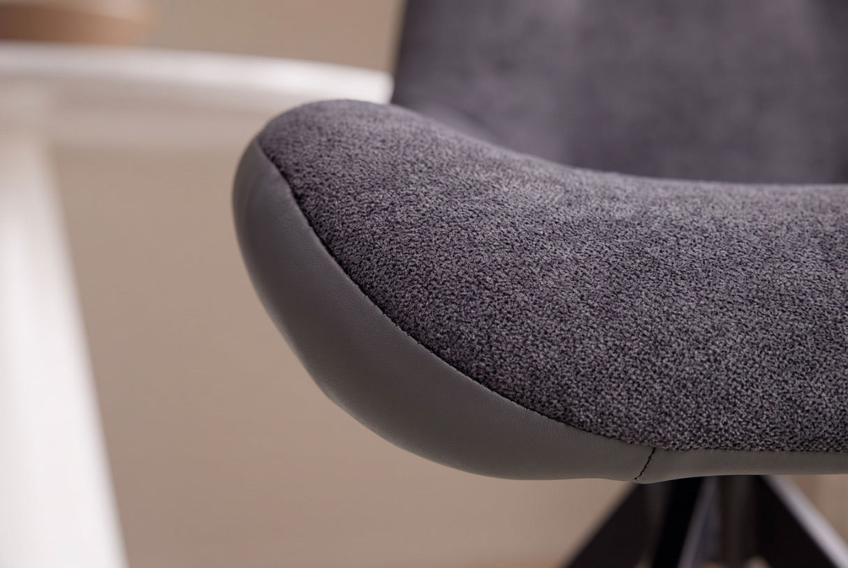 Chair DIVANI retro style artificial leather microfibre dark grey black