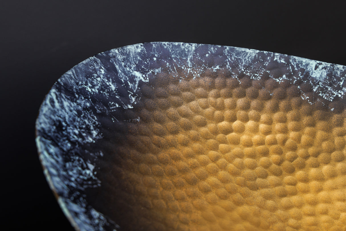 Schale ORIENT 35-45cm 2er Set Hammerschlageffekt gold mit Patina