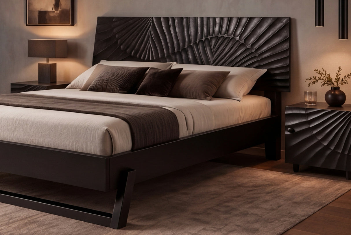 Bed SCORPION 180x200cm 3D mango wood black