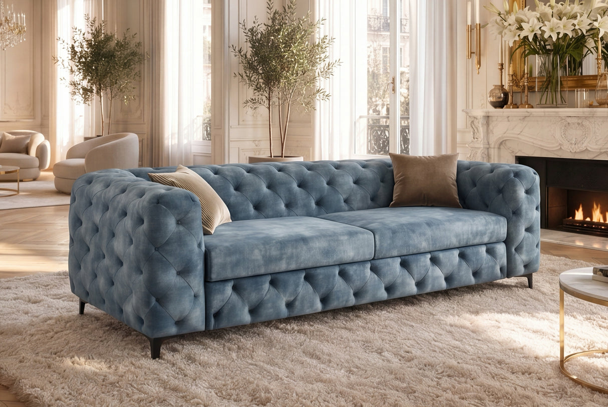 Sofa MODERN BAROCK 235cm 3-Sitzer Samt petrol