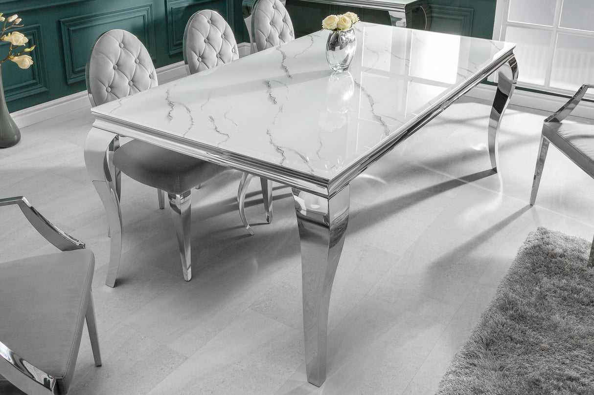 Dining table MODERN BAROCK 180cm marble look tempered glass