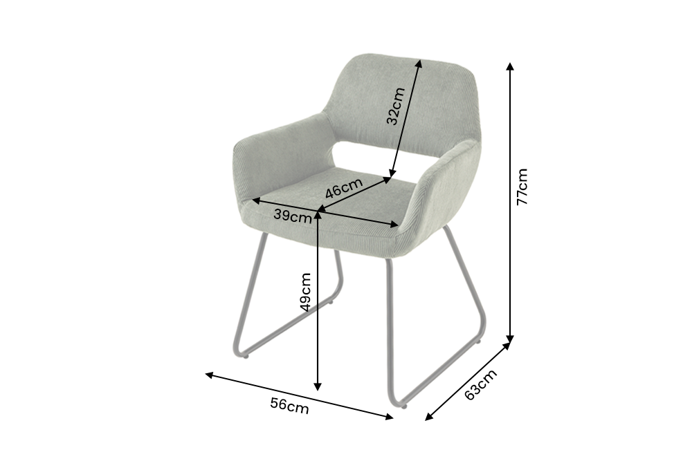 Chair MUSTANG with armrests cord green
