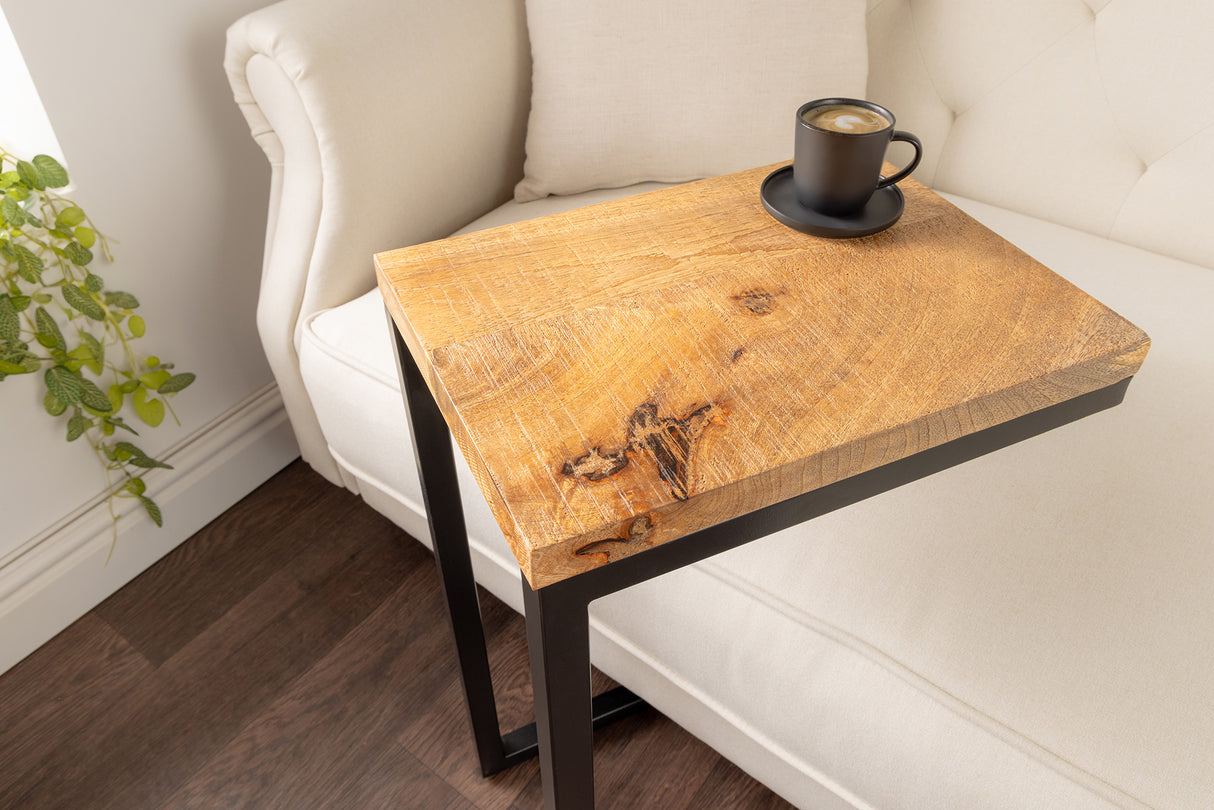 Side table GASTON 65cm mango wood black metal