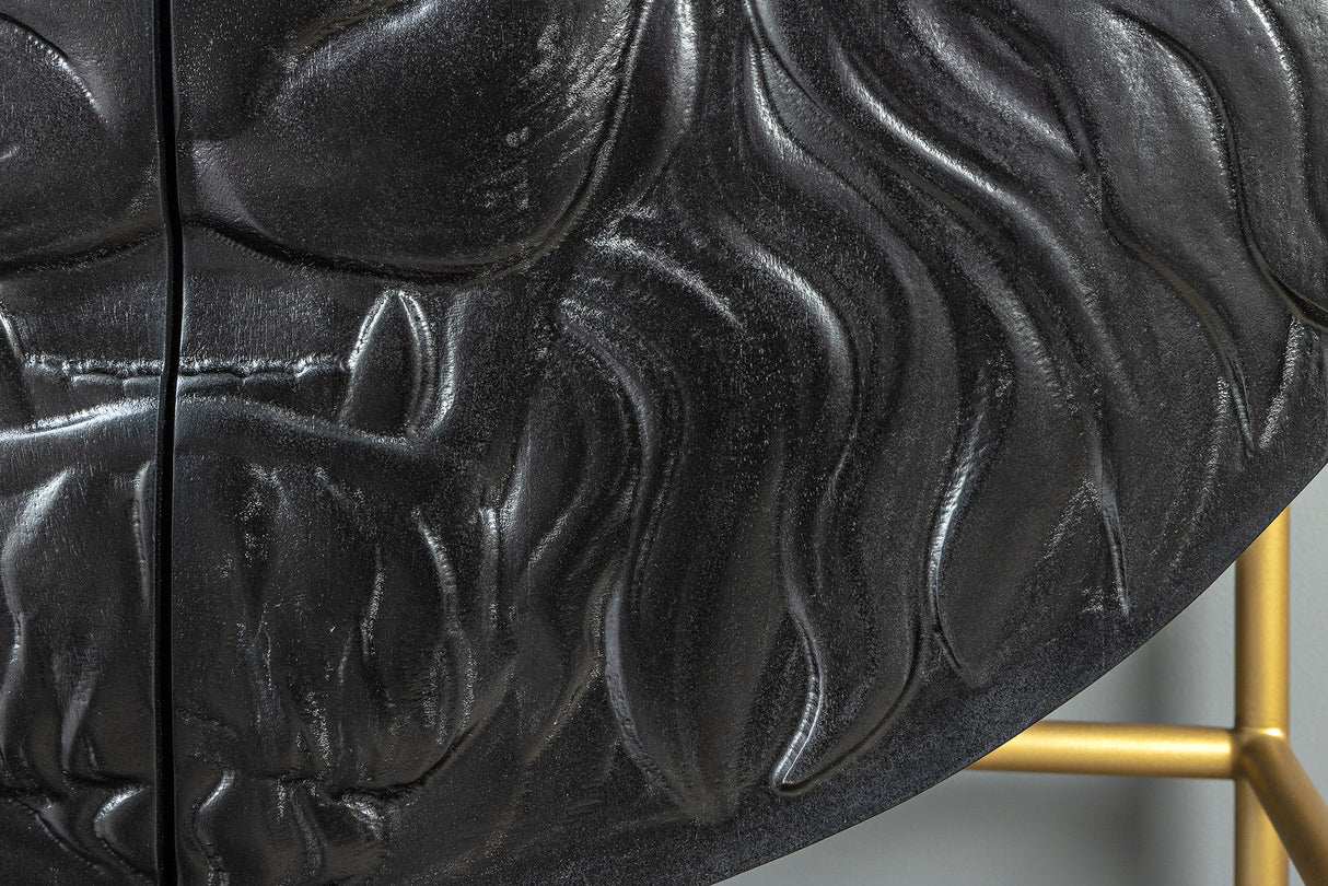 Highboard LION 140cm 3D mango wood black golden frame