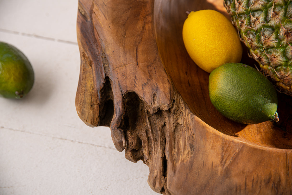 Root wood bowl 50cm teak wood natural