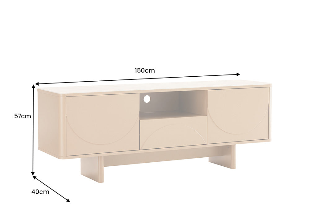 TV-Wand SAVOY 150 cm 3D Natur mit Travertin-Marmor-Keramikplatte