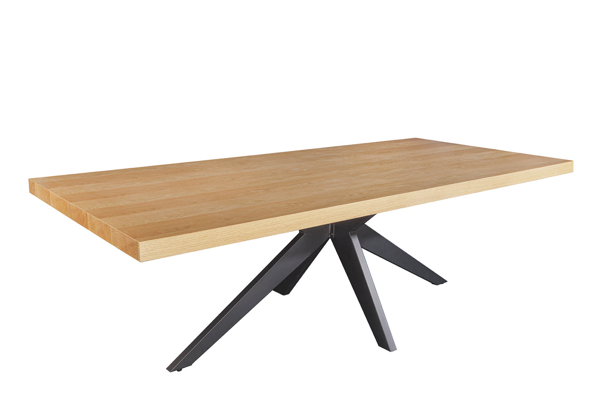 Dining table ZEUS 240cm natural oak wood look w/ black metal frame