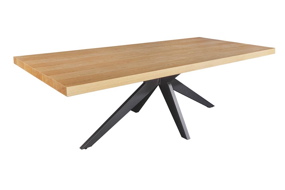 Esstisch ZEUS 240cm in natürlicher Eichenholzoptik mit schwarzem Metallgestell