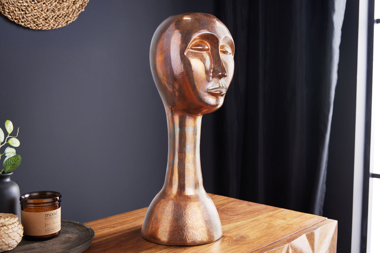Decoration vase FACE 50cm antique copper
