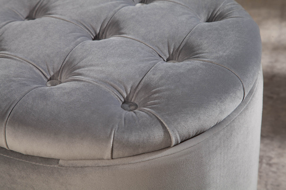 Hocker MODERN BAROCK STORAGE 50cm Samt silber
