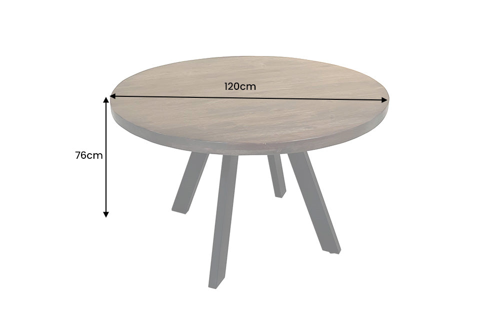 Dining table IRON CRAFT Ø 120cm round mango wood taupe brown w/ black legs
