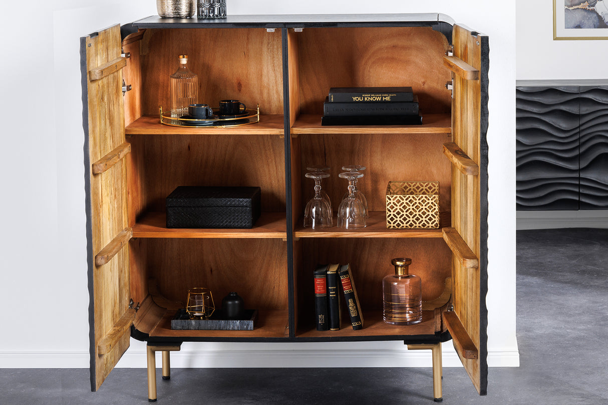 Highboard WAVE 120cm Mangoholz schwarz