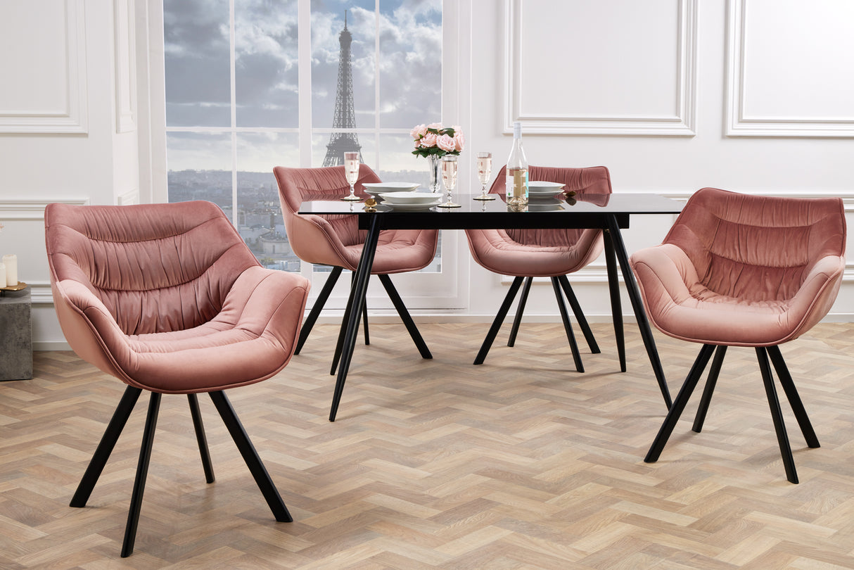 Chair THE DUTCH COMFORT w/ armrests velvet dusky pink