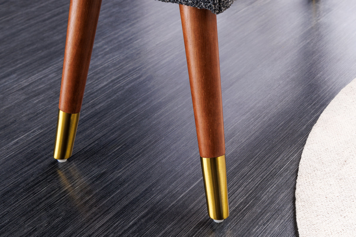 Bench SCARLETT 90cm bouclé anthracite in retro style