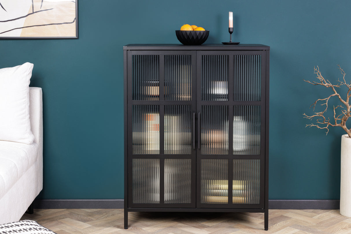 Display case DURA STEEL 102cm ribbed glass black