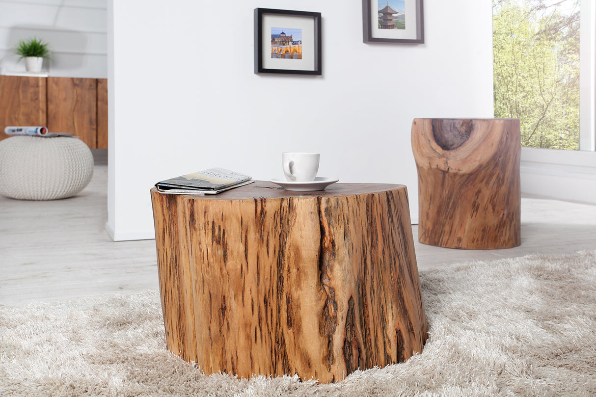 Side table PURE 30cm trunk massive acacia wood