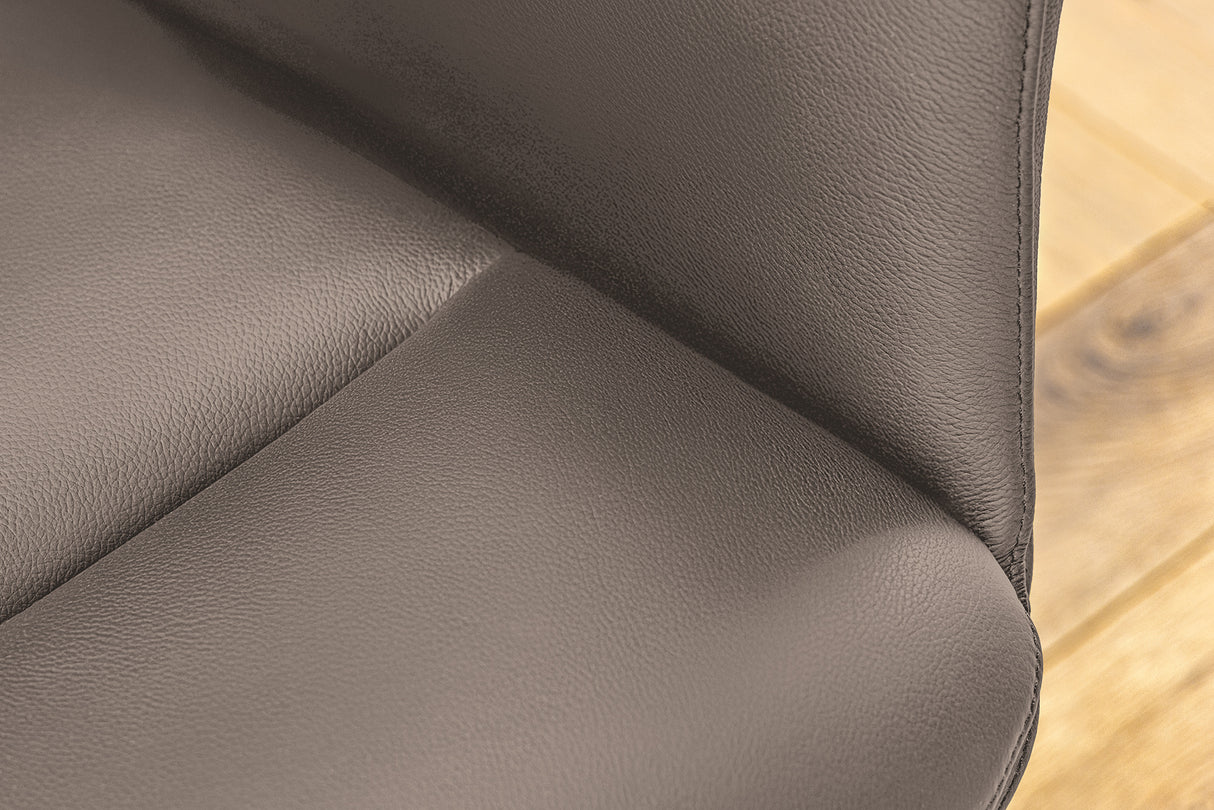 Drehstuhl PAPILLON 360° drehbar m/ Armlehnen Gestell schwarz Leder braun