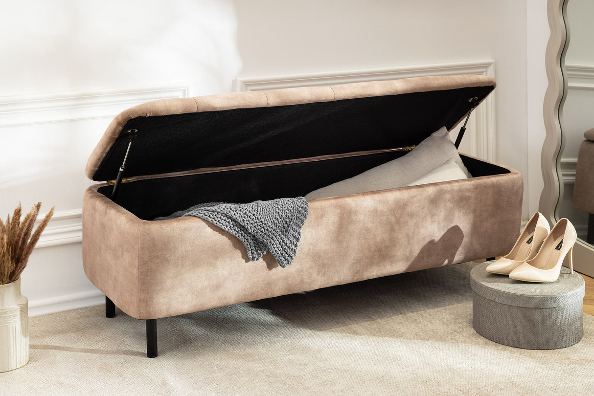 Bench chest EN VOGUE 120cm w/ storage space velvet beige
