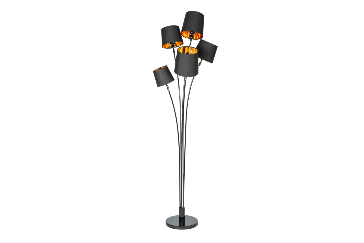 Floor lamp LEVELS 175cm 5 linen shades black gold