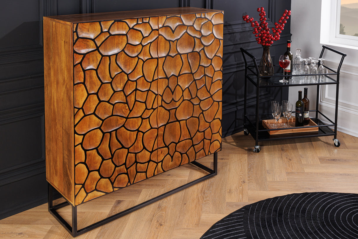 Highboard VULCANO 120cm 3D mosaic mango wood brown