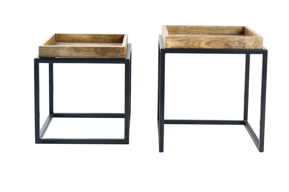 Beistelltisch SERVITEUR 45-55cm 2er Set Tabletts Mangoholz