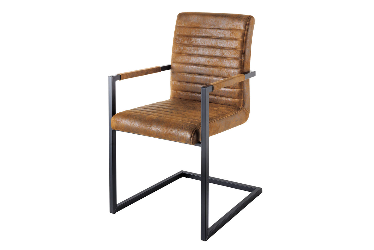 Cantilever chair LOFT with armrests microfibre antique brown black legs