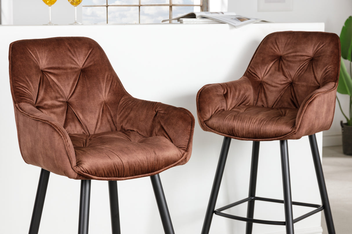 Bar stool MILANO 75cm velvet brown