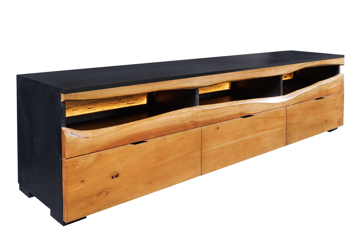 TV-Board GRAND ACACIA 180cm acacia wood natural edge w/ LED light